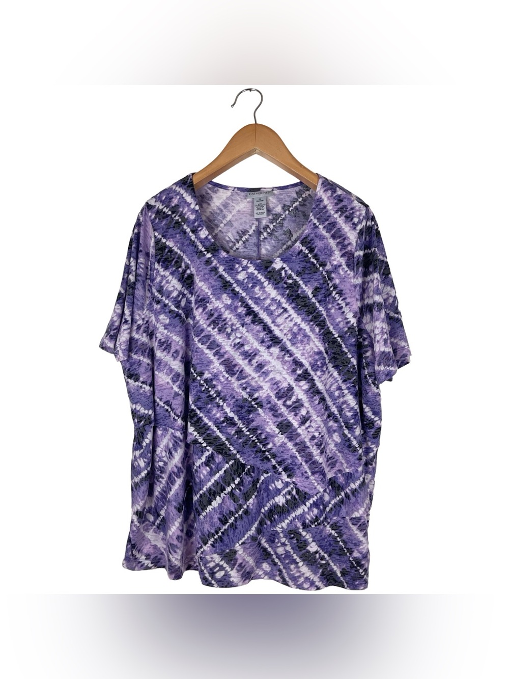Catherines Purple Striped Tie Dye Layered Tier Front Top Women's Plus Size 3X